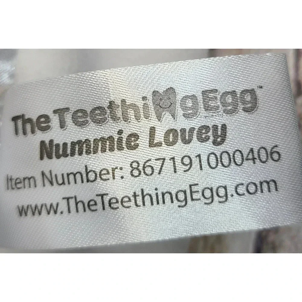 The Teething Egg Plush Tooth Nummie Lovey Security Blanket White Gray 12